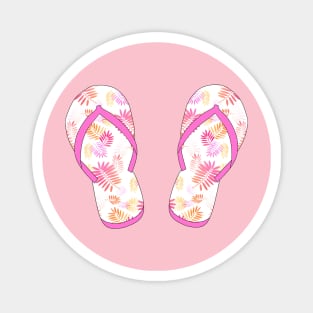 Pink Tropical Flip Flops Magnet